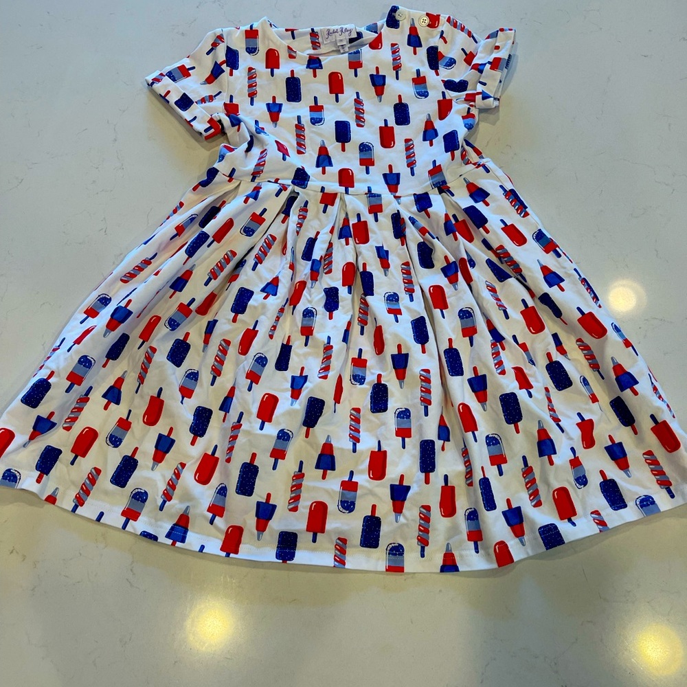 Rachel Riley 7T lolly ice dress red white and blue